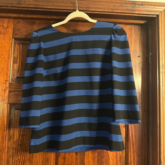 Zara Blue and Black Striped Top - Picture 1 of 3